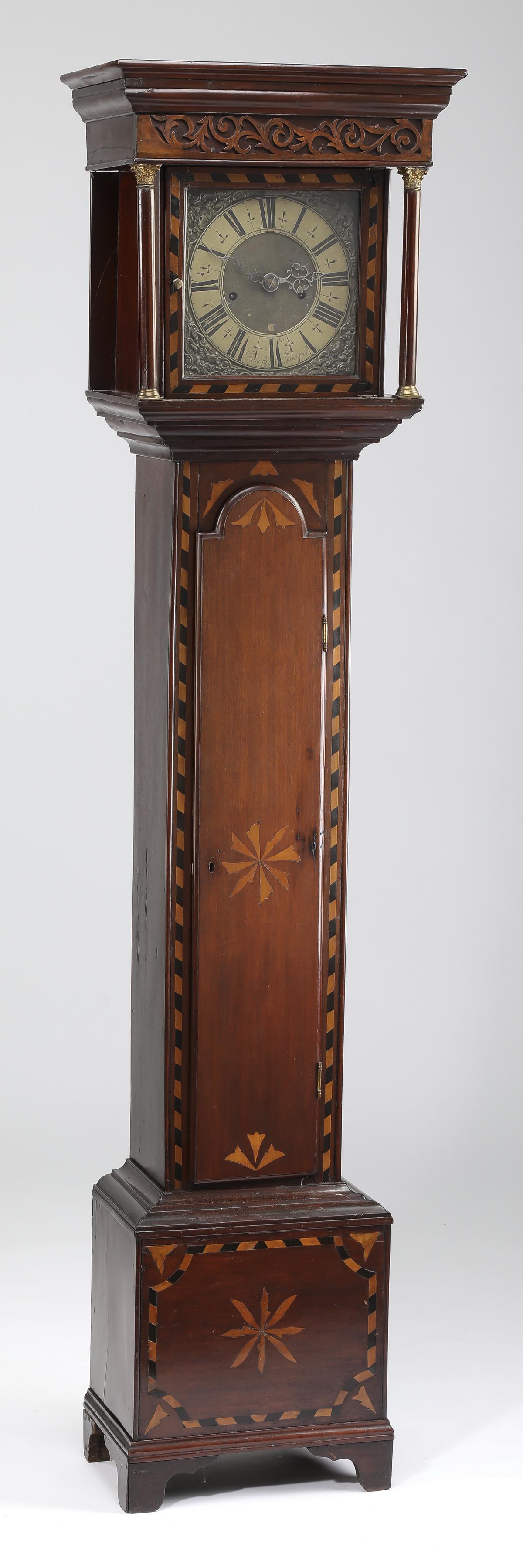 19th c. English parquetry inlaid longcase clock (1 of 5)