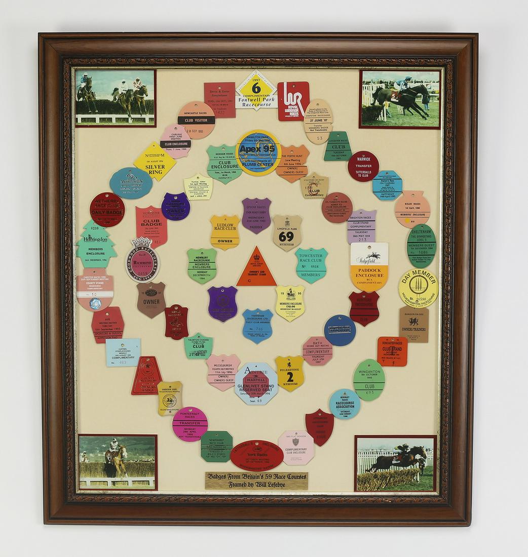 Framed badges from Great Britain's 59 race courses (1 of 2)
