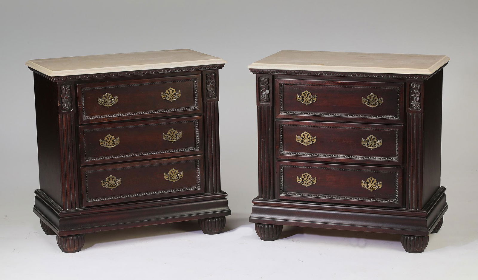(2) Marge Carson style marble top side chests (1 of 4)
