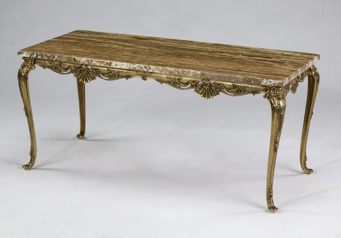 Louis XV style coffee table with faux travertine top (1 of 2)