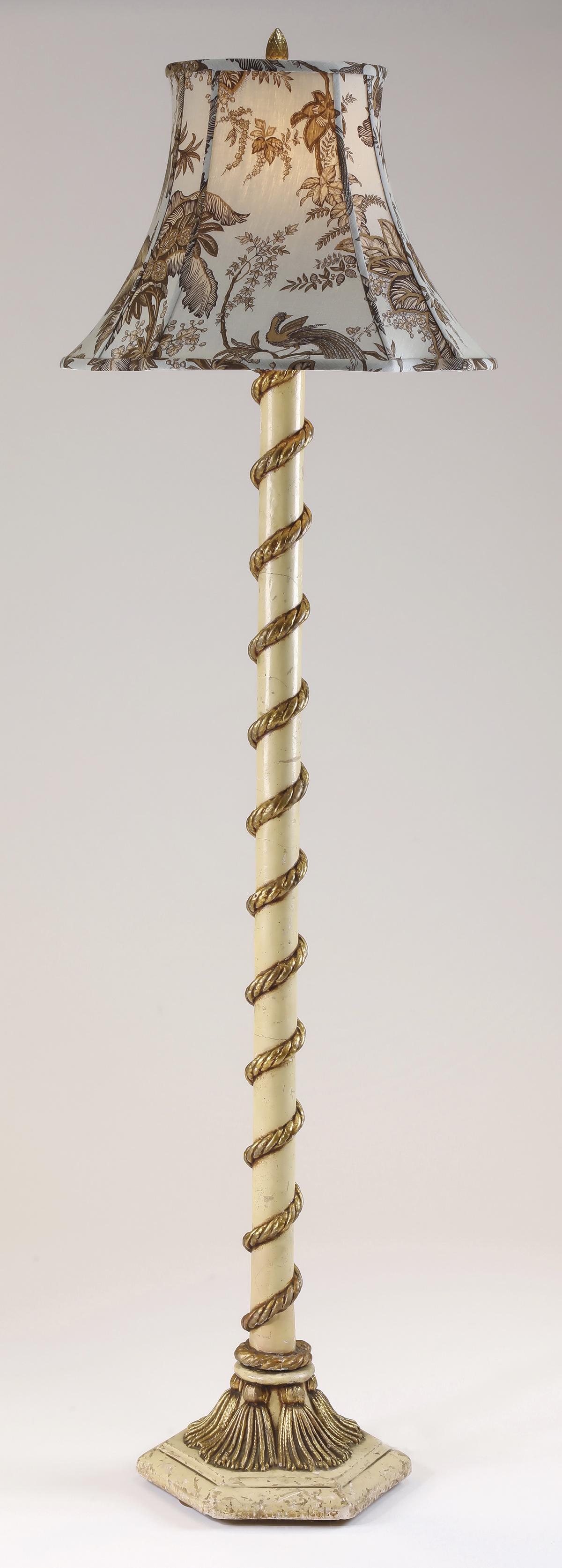 Paint decorated carved wood floor lamp, 74"h (1 of 3)