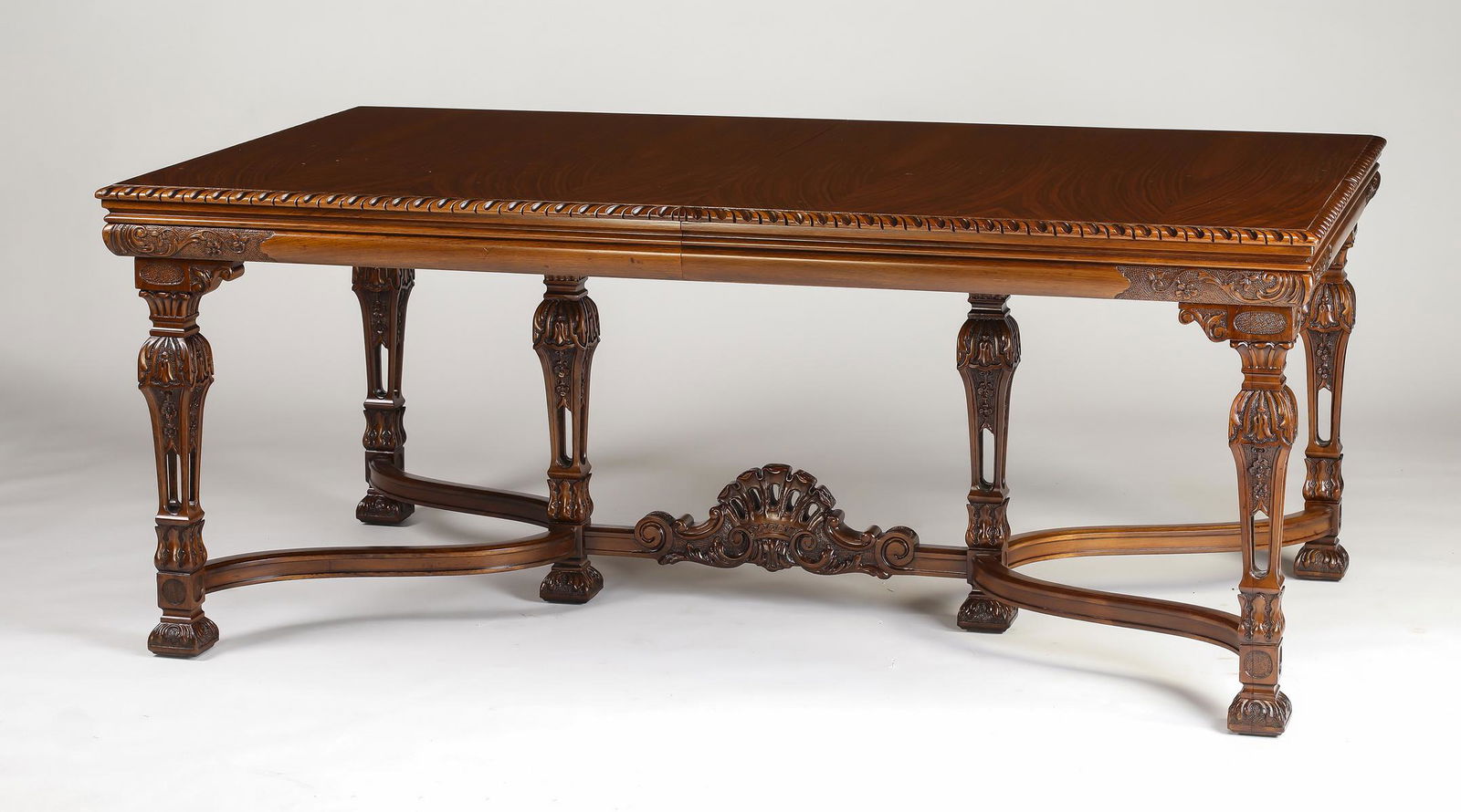 Baroque style mahogany table w/ (4) leaves, 118"l (1 of 4)