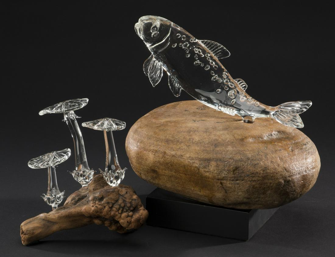 (2) Hand formed crystal art glass sculptures (1 of 2)