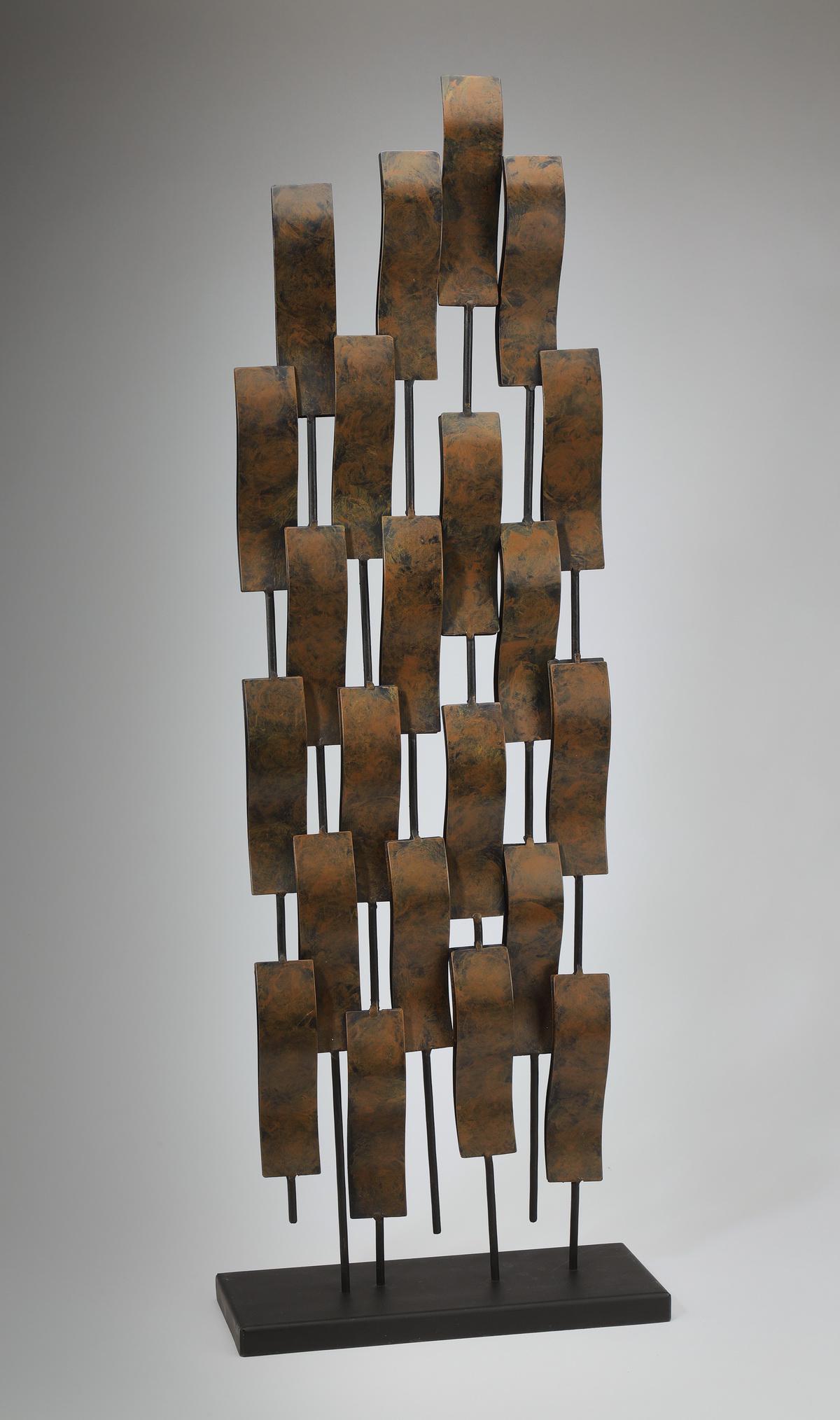 Abstract copper toned metal undulating sculpture (1 of 3)