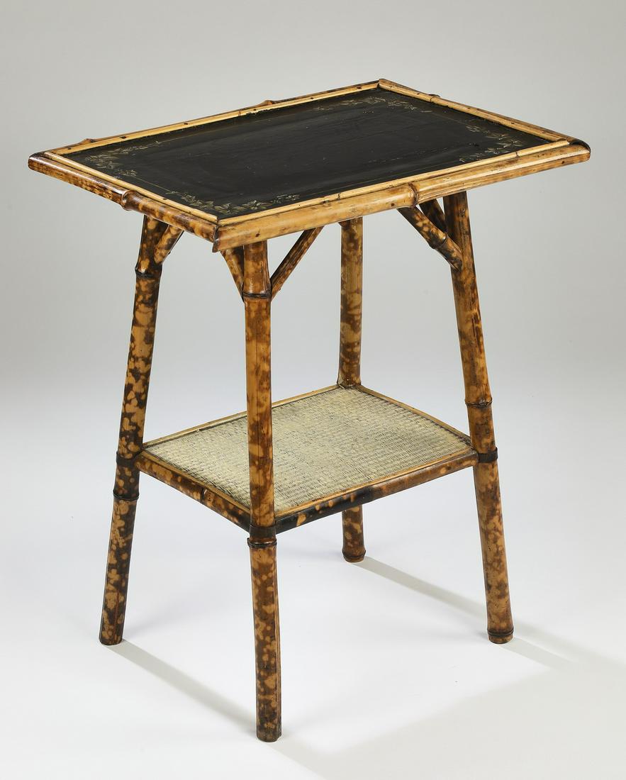 Late 19th c. paint-decorated bamboo occasional table (1 of 2)