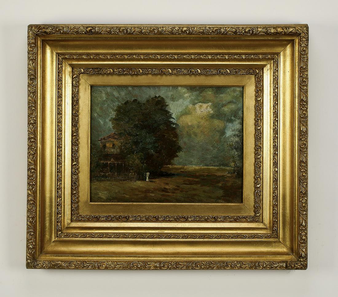 19th c. signed Continental School O/b landscape (1 of 3)