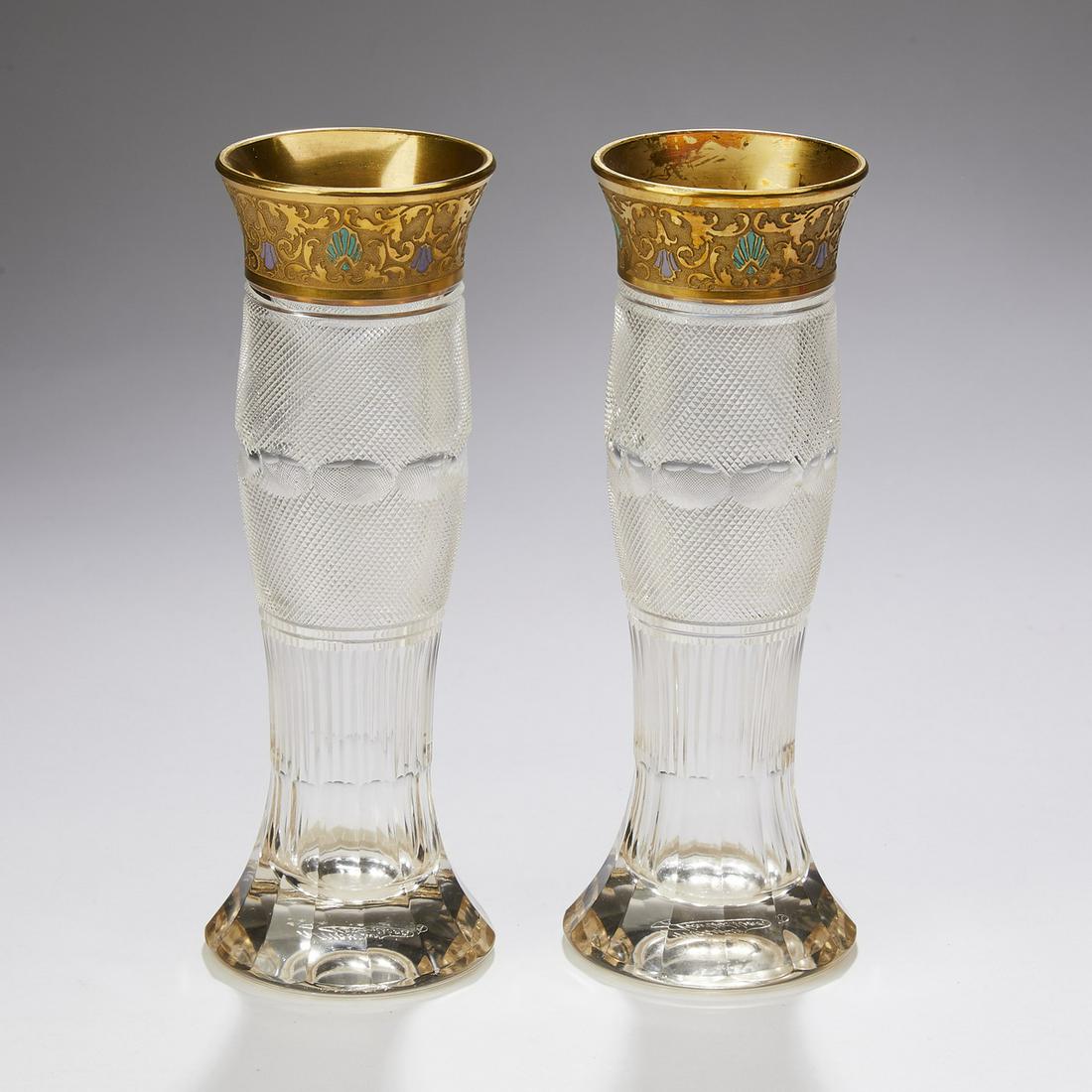 (2) Moser cut crystal vases in 'Splendid Gold' (1 of 2)