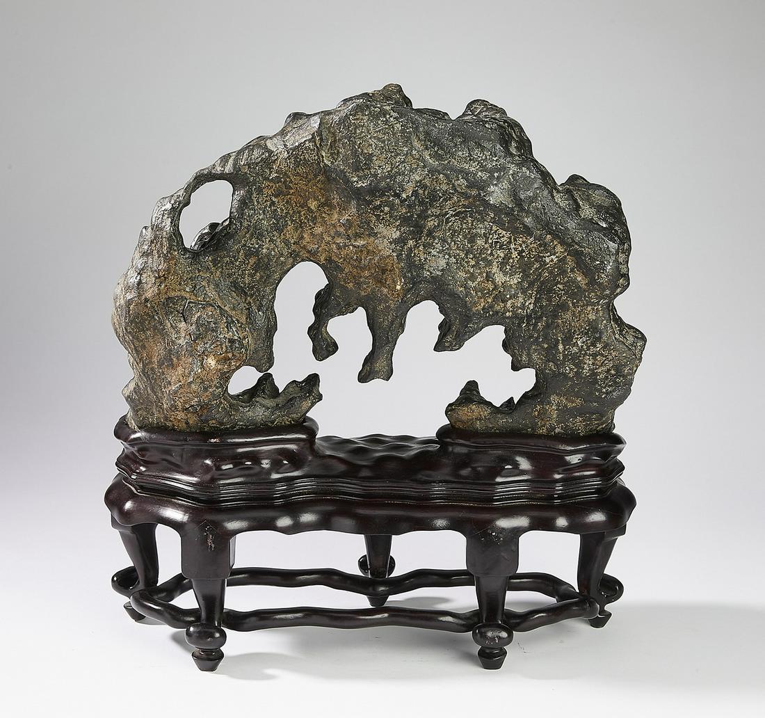 Chinese scholar's rock with custom rosewood stand (1 of 4)