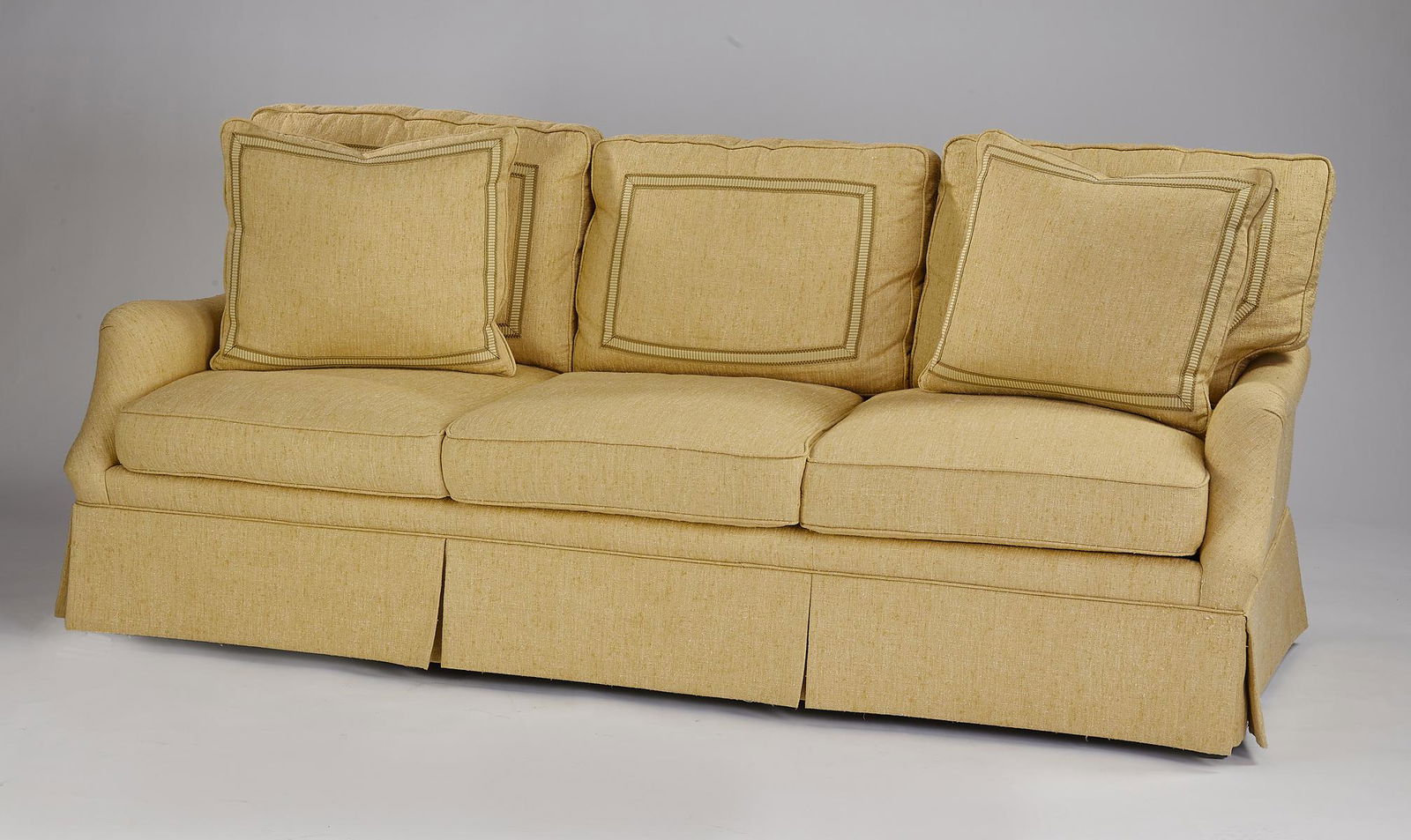 Sherrill Furniture three seat sofa in slubbed silk (1 of 2)