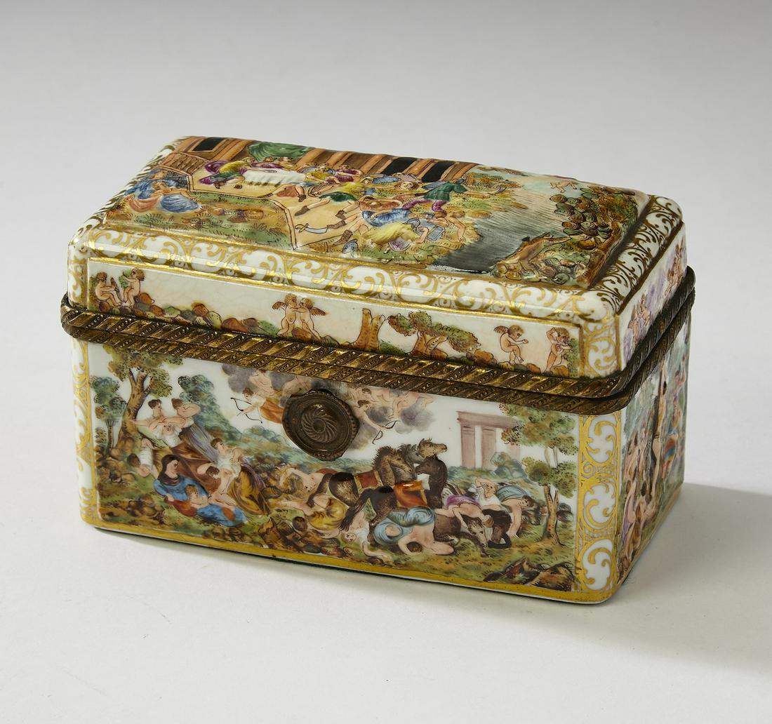 Capodimonte hand painted porcelain dresser box (1 of 4)