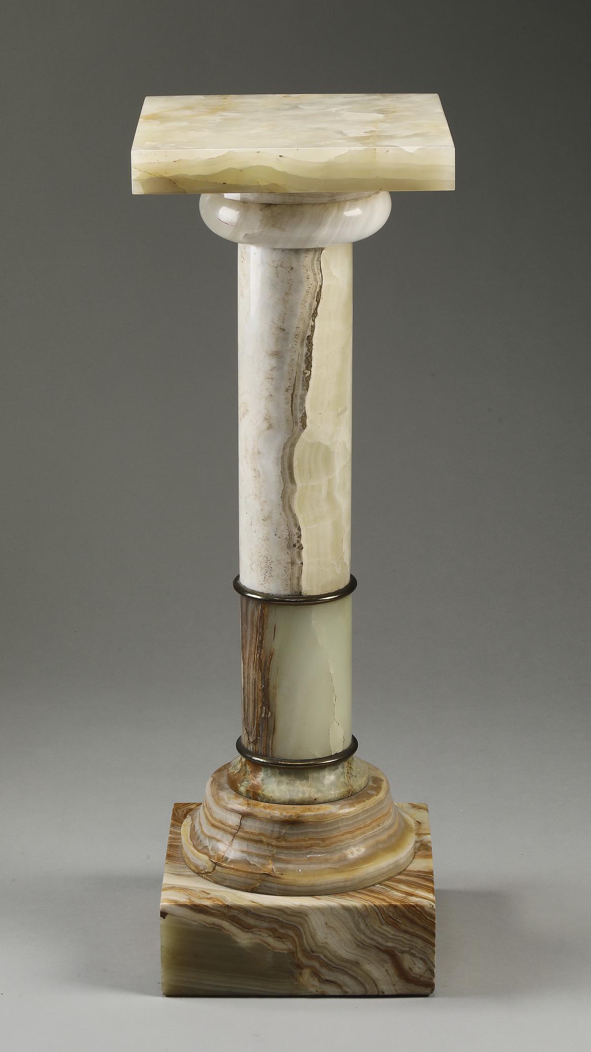 19th c. Continental carved onyx pedestal (1 of 2)