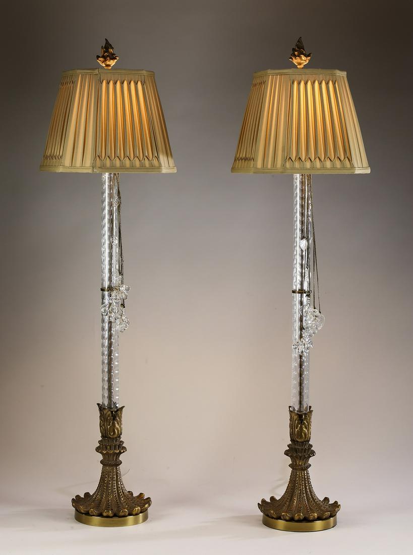 Pair of tall cut glass table lamps, 49"h (1 of 1)