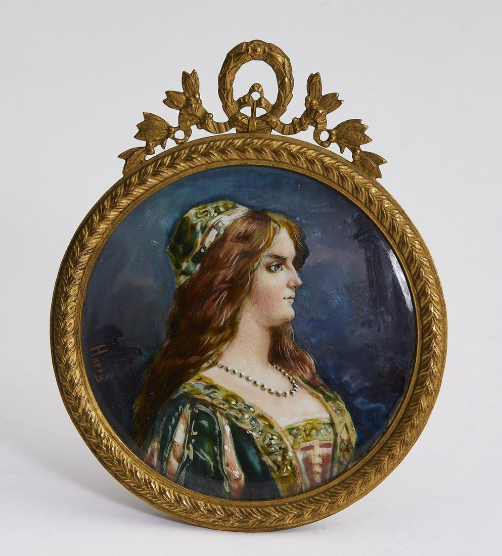 Signed miniature portrait of Venetian maiden, 19th c. (1 of 4)