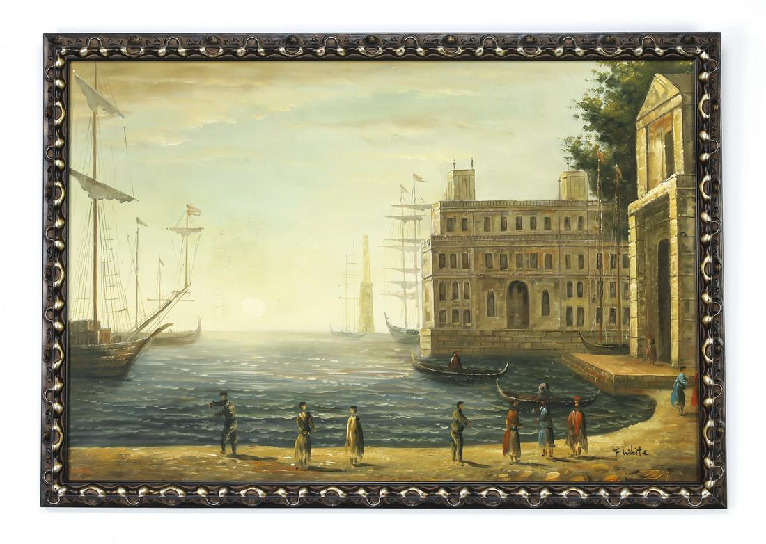 Continental O/c of Venetian scene w/ ships (1 of 4)