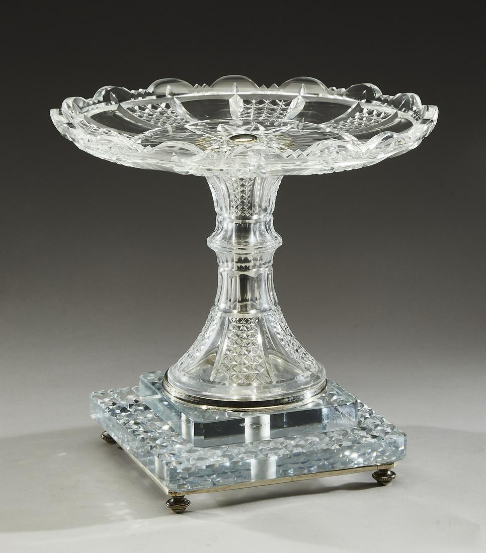 American brilliant style crystal cake stand, 11.25"h (1 of 2)