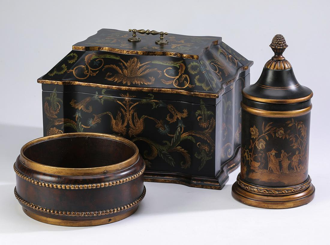 Group of (3) black and gold decorative accents (1 of 2)