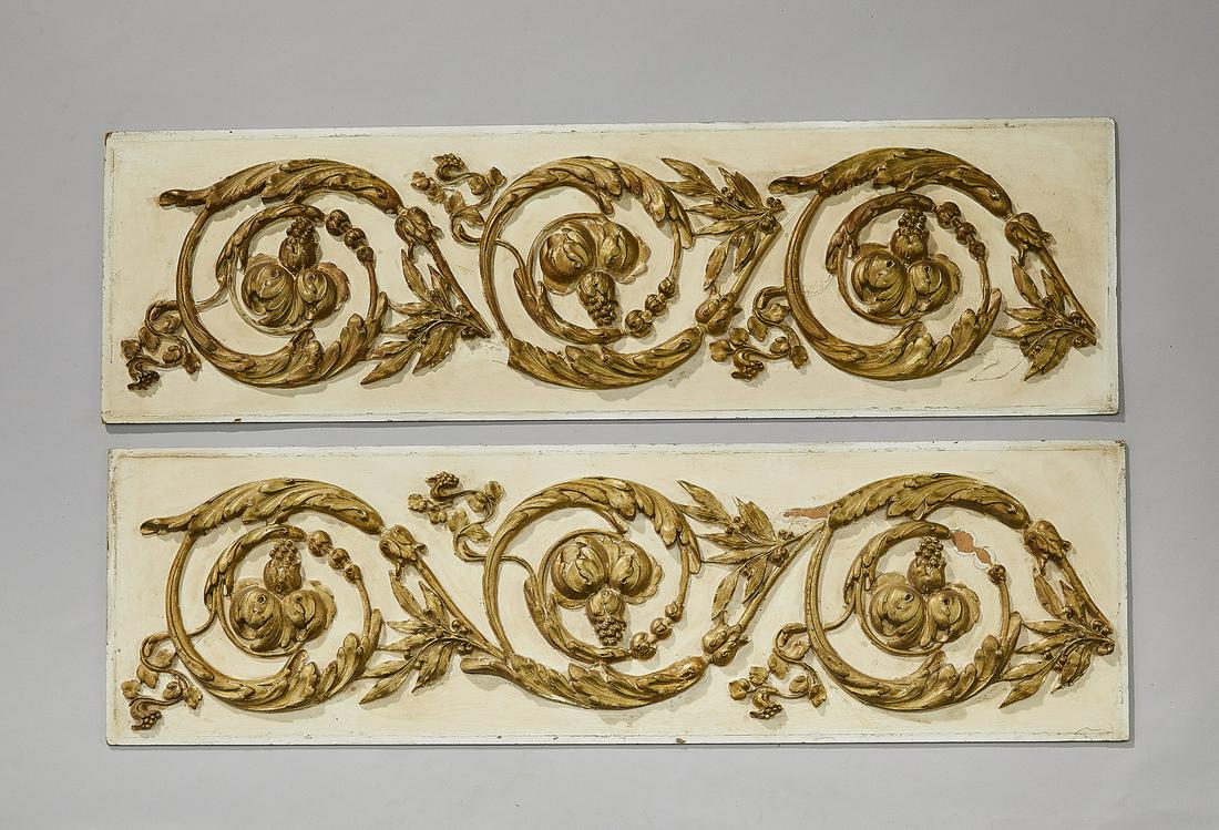 (2) Gilt-decorated scrollwork panels, 39"l (1 of 3)
