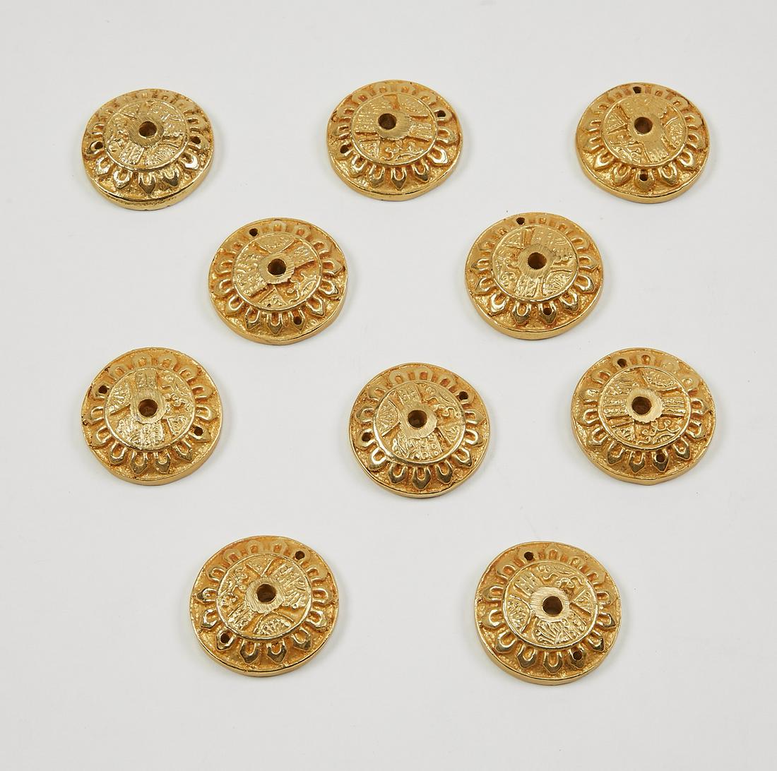 Group of (10) bronze rosette appliques, 1.25"dia (1 of 1)