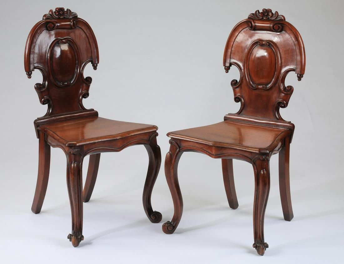 (2) 19th c. French carved walnut side chairs (1 of 3)