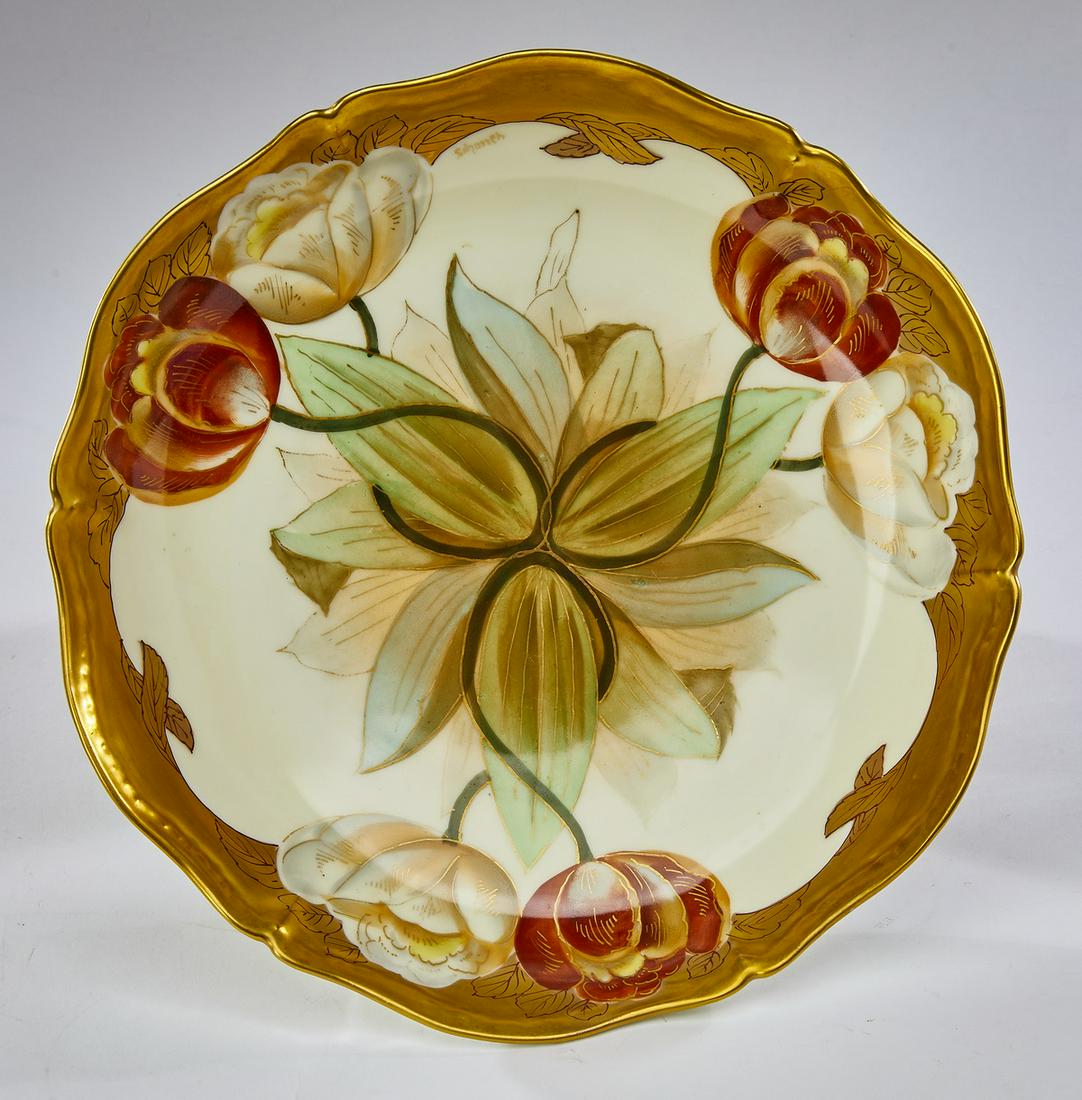 Pickard 'Twin Tulip' hand painted plate, signed (1 of 4)
