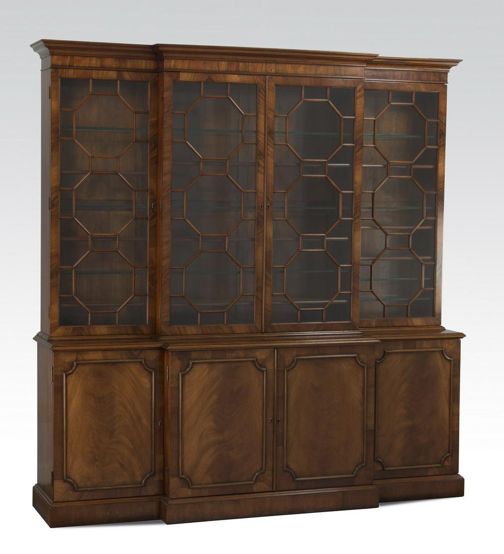 George III style mahogany breakfront bookcase, 93"w (1 of 2)