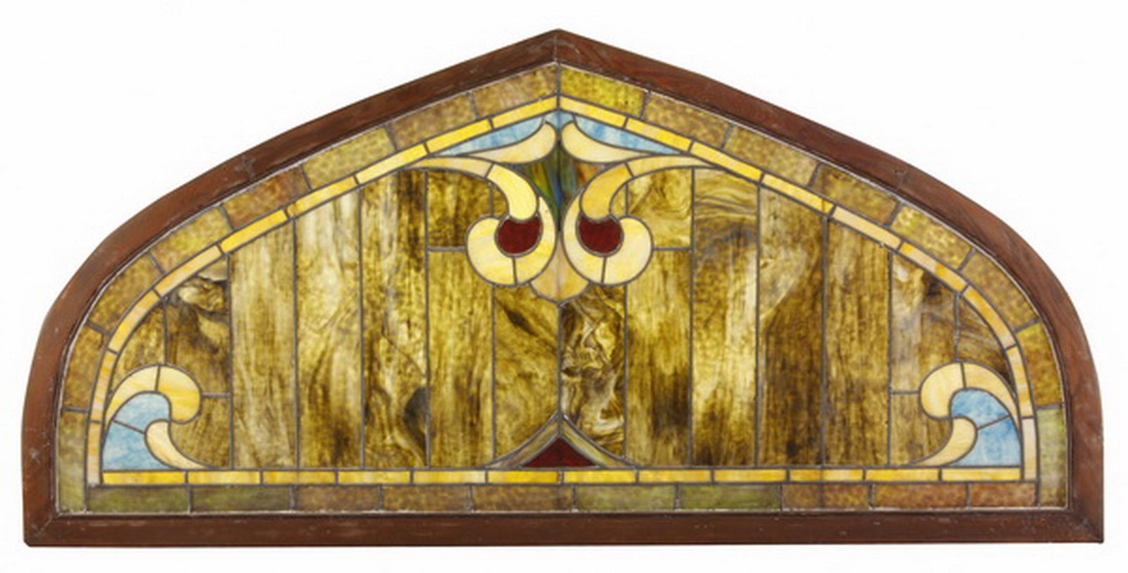 19th c. arched top transom window, 72"w. (1 of 2)