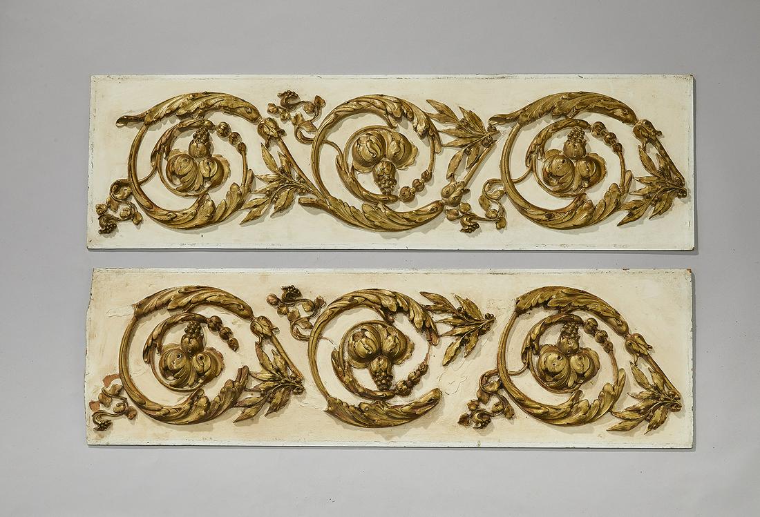 (2) Gilt-decorated scrollwork panels, 39"l (1 of 3)