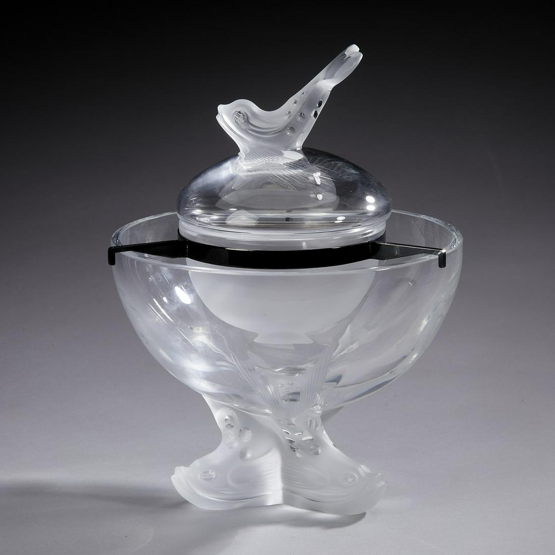 Lalique frosted crystal 'Igor' caviar bowl, marked (1 of 8)