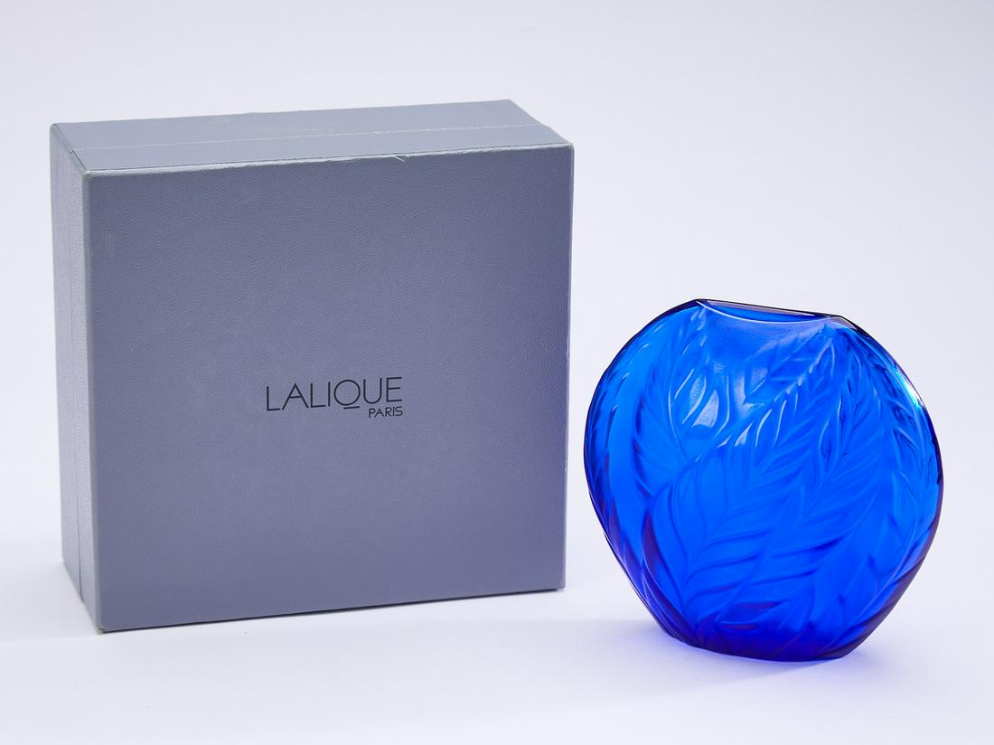 Lalique 'Filicaria,' cobalt blue crystal fern vase (1 of 6)