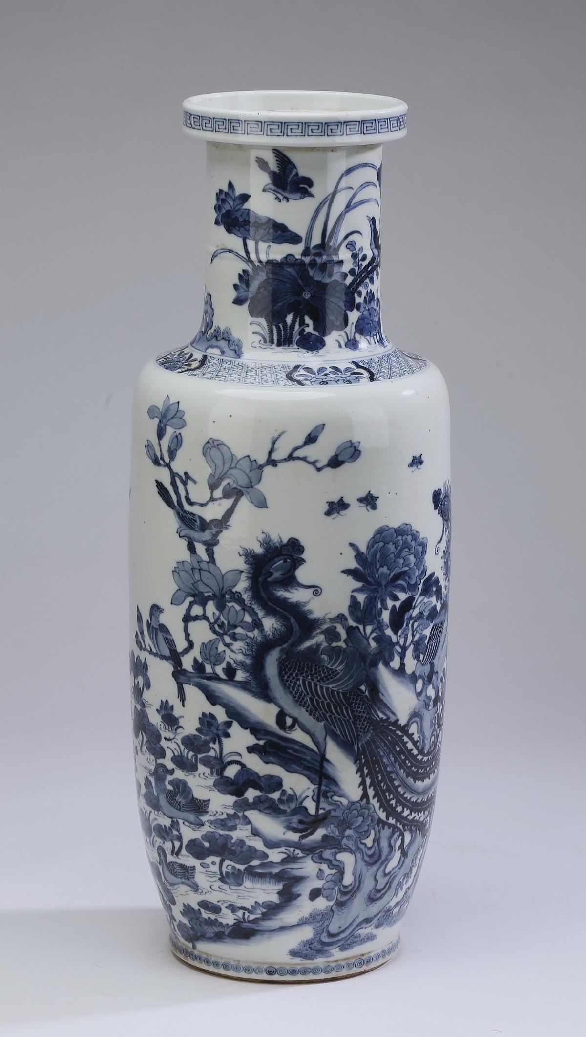 Chinese rouleau vase with lotus pond (1 of 6)