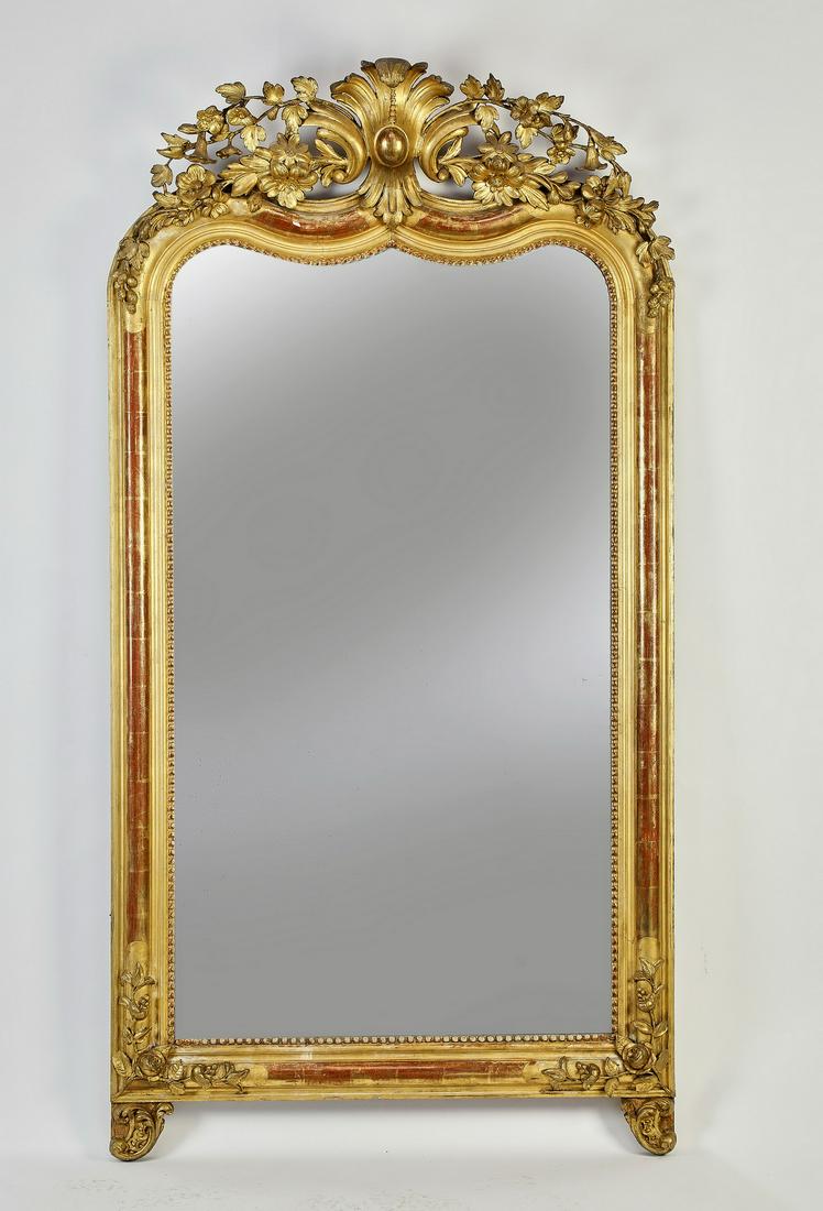 19th c. Continental giltwood mirror, 73"h (1 of 1)