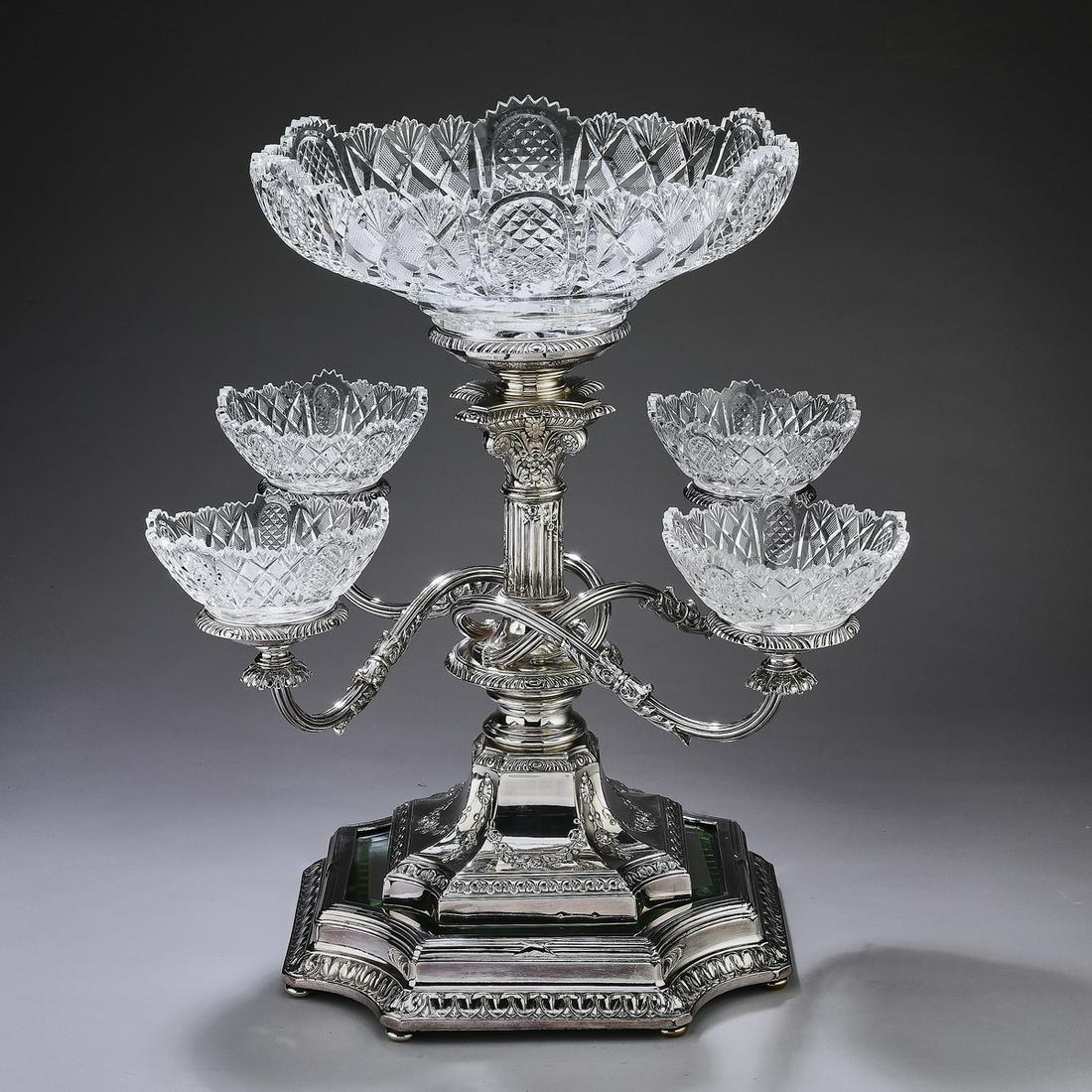 Crystal and silverplate epergne (1 of 7)