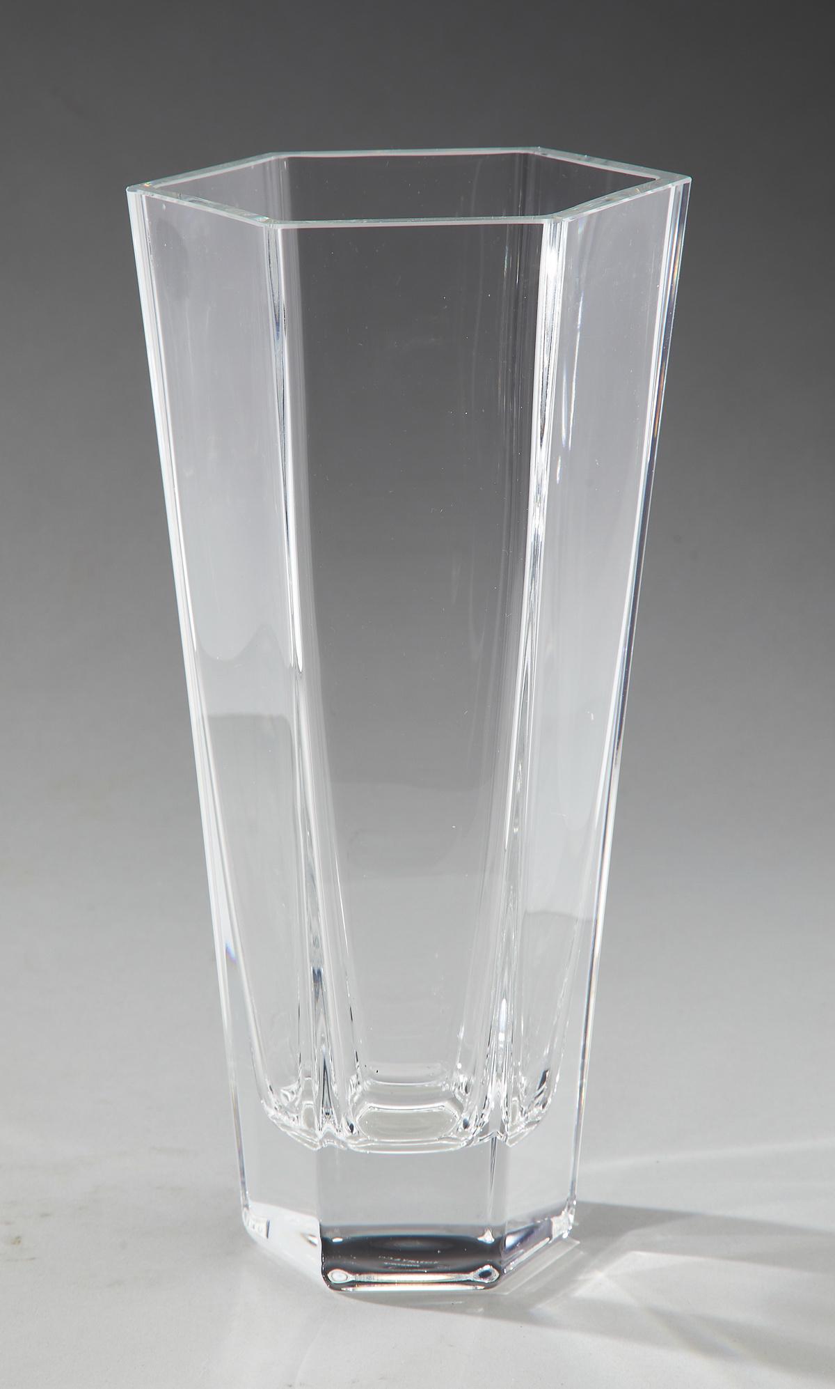 Tiffany & Co. hexagonal crystal vase, 9.75"h (1 of 2)