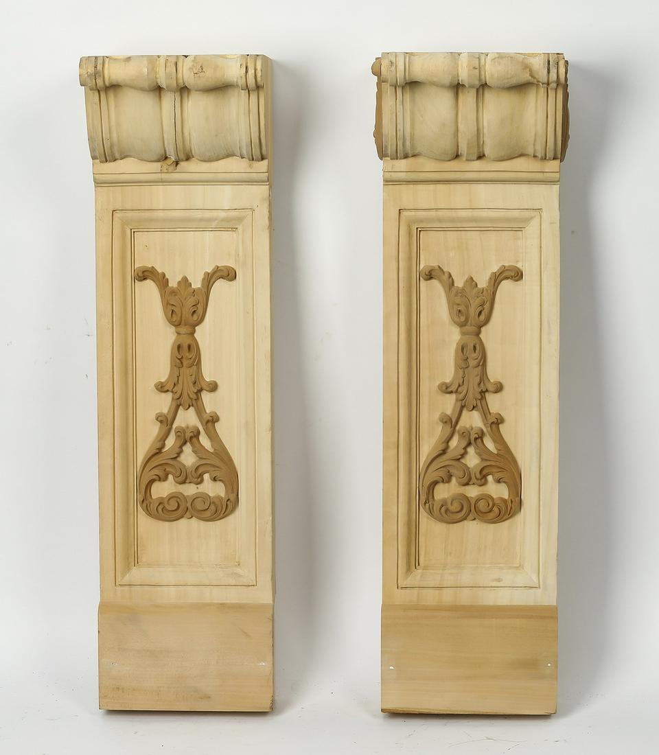 Pair of carved architectural pilasters, 27"h (1 of 2)