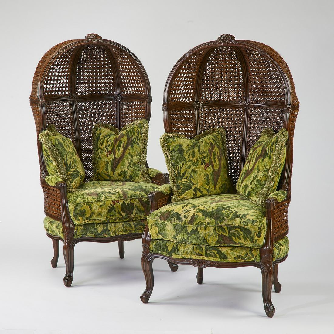 (2) Woven cane porter's chairs (1 of 4)