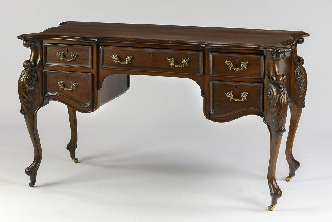 Queen Anne style walnut writing desk (1 of 3)