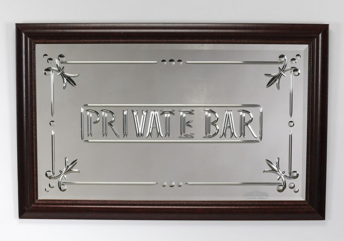 Italian wheel cut and beveled 'Private Bar' mirror (1 of 1)