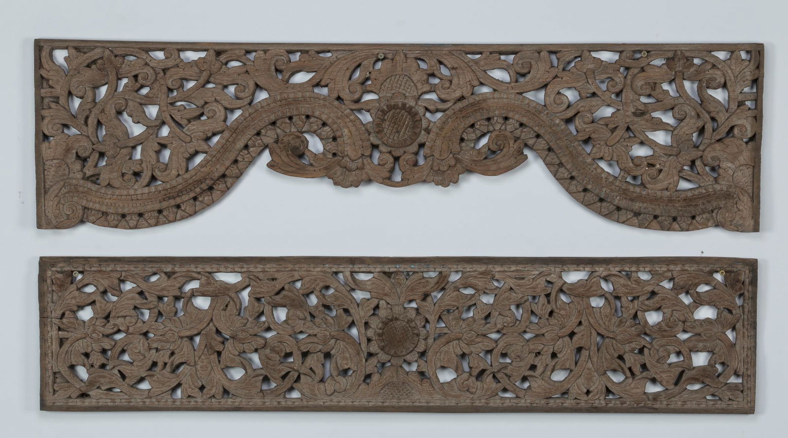 (2) Southeast Asian carved architectural panels, 45"w (1 of 5)