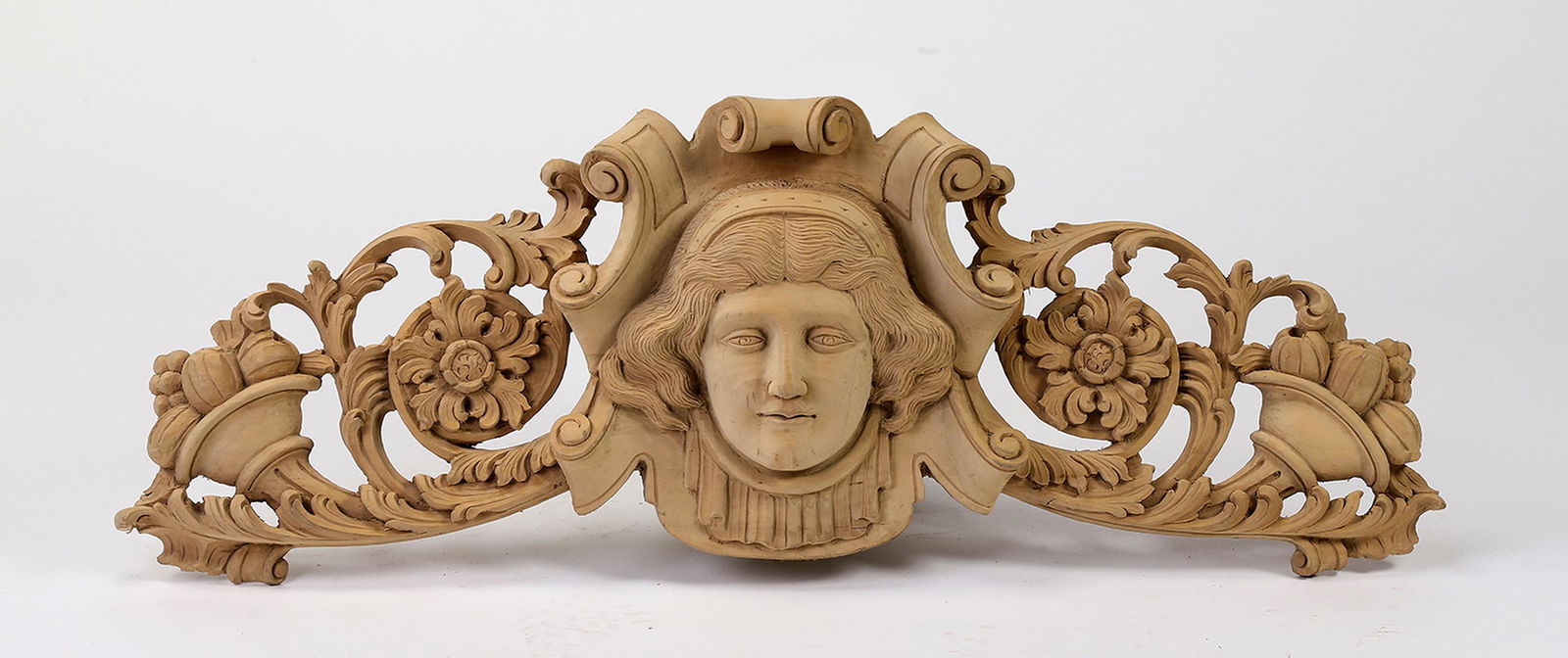 Italian carved wood architectural element, 41"w (1 of 2)