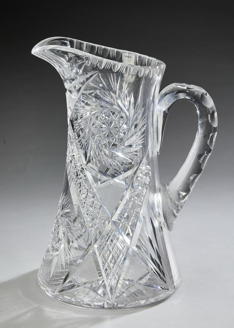 American brilliant cut style crystal pitcher, 10.5"h (1 of 3)