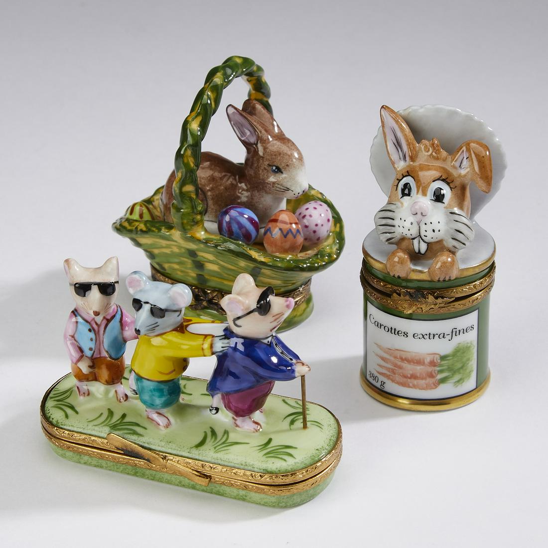 (3) Hand painted Limoges porcelain boxes, 2.75"h (1 of 6)