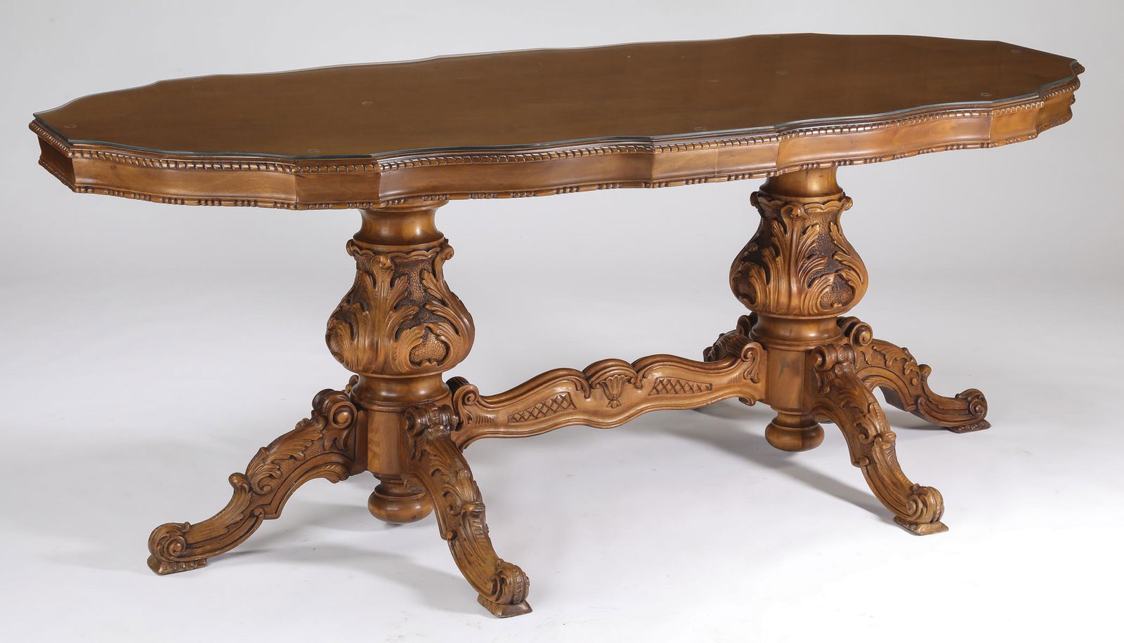 French inspired carved walnut table, 78"l (1 of 4)
