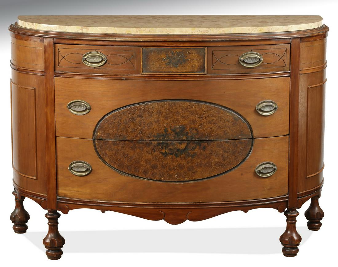 Karges mahogany marble top demi-lune commode (1 of 3)