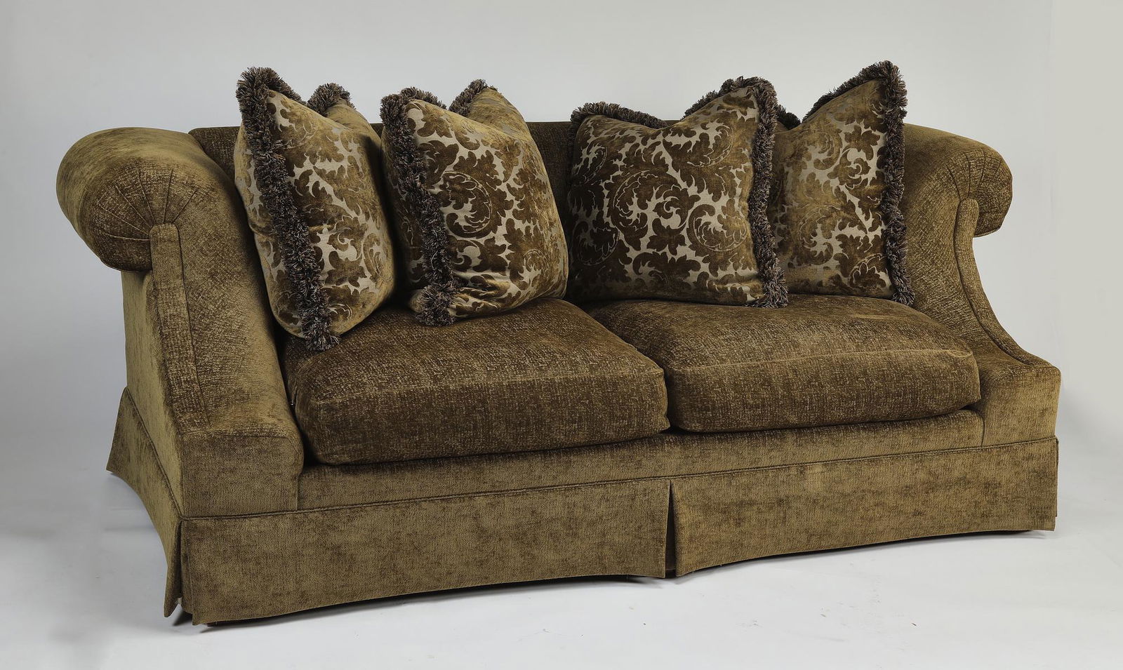 Contemporary upholstered sofa with accent pillows (1 of 3)
