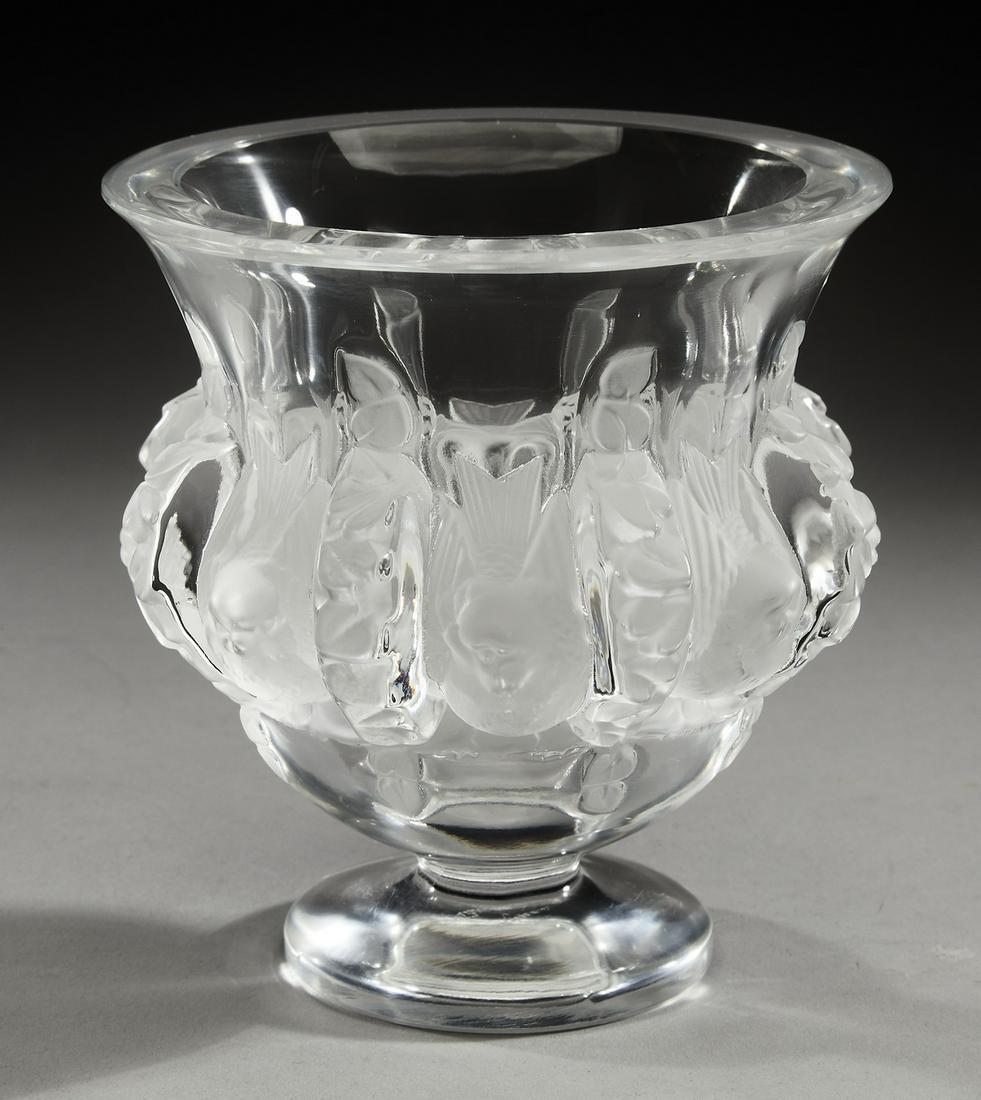 Lalique frosted crystal 'Dampierre' vase, marked (1 of 3)