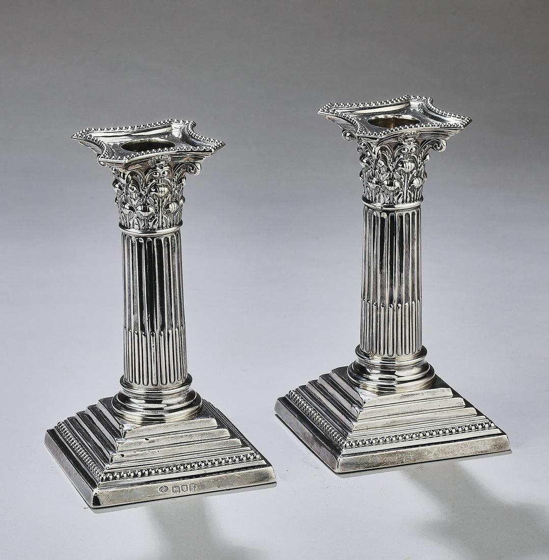 (2) Sterling candlesticks by Wm Hutton & Sons, 1902 (1 of 4)