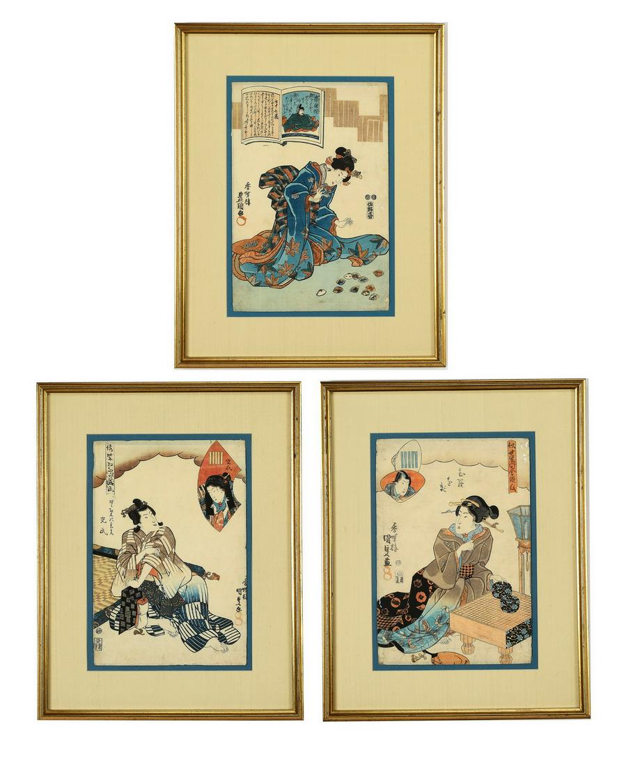 (3) Japanese woodblock prints by Utagawa Kunisada (1 of 8)