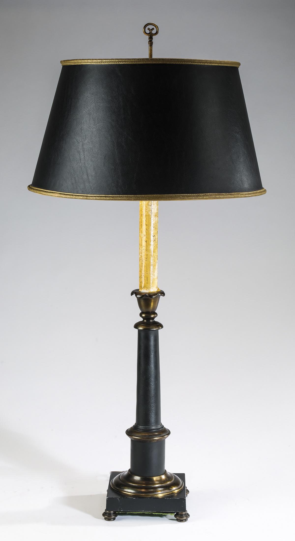 Paint decorated tole candlestick table lamp, 36"h (1 of 3)