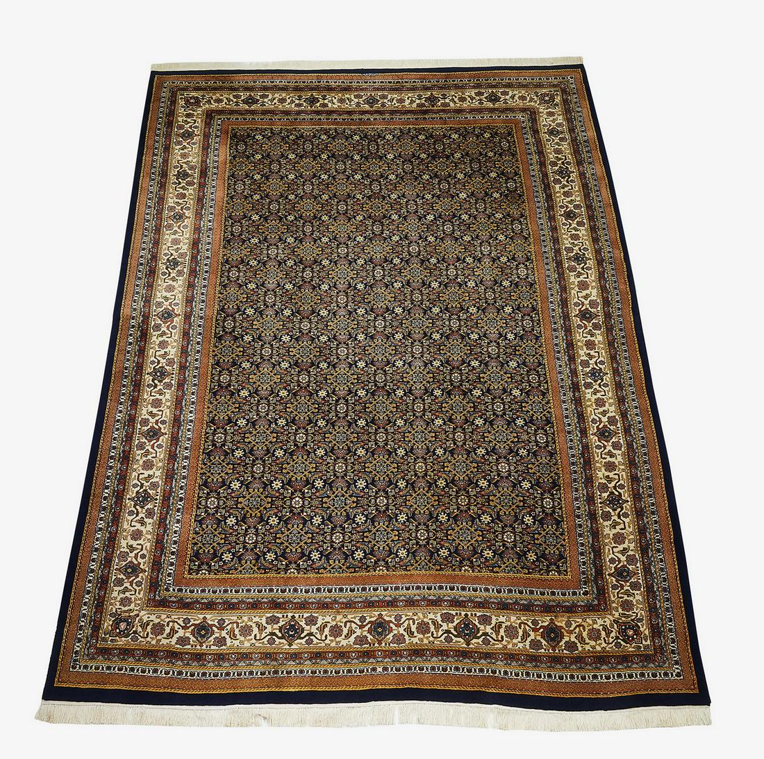 Hand knotted wool, signed, Indo-Tabriz, 14 x 10 (1 of 5)