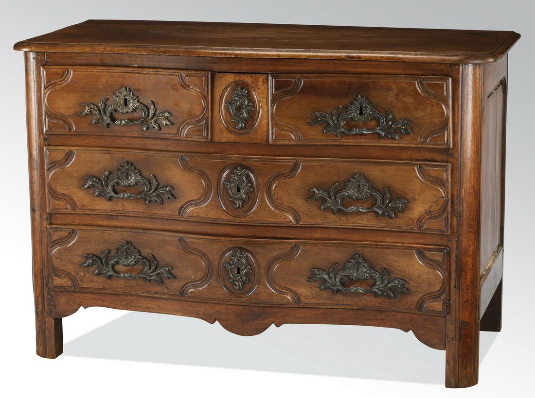 18th c. French carved walnut serpentine commode (1 of 5)